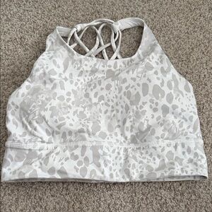 White and Gray Patterned Sports Bra